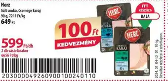 Coop Herz Sült sonka Csemege karaj 90 g ajánlat