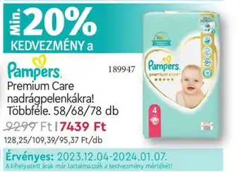 Rossmann Pampers Premium Care nadrágpelenkákra ajánlat