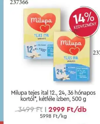 Rossmann Milupa tejes ital 12, 24, 36 hónapos kortól kétféle ízben 500 g ajánlat