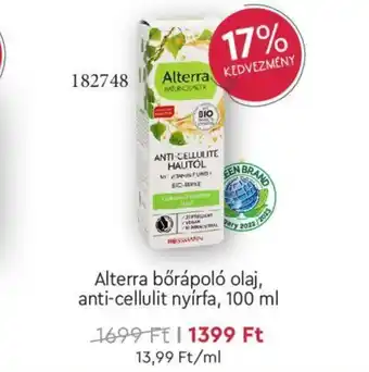 Rossmann Alterra bőrápoló olaj, anti cellulit nyírfa 100 ml ajánlat