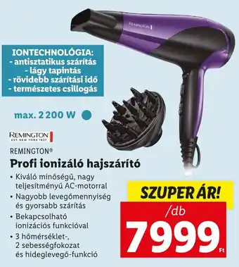 Lidl REMINGTON Profi ionizáló hajszárító 1 db ajánlat