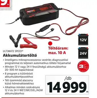 Lidl ULTIMATE SPEED Akkumulátortöltő 1 db ajánlat
