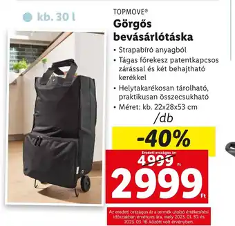 Lidl TOPMOVE Görgős bevásárlótáska 1 db ajánlat