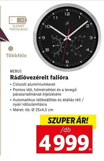 Lidl MEBUS Rádióvezérelt falióra 1 db ajánlat