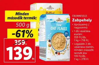 Lidl CROWNFIELD Zabpehely 500 g ajánlat