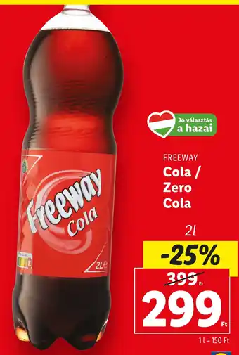 Lidl FREEWAY Cola / Zero Cola 2 l ajánlat
