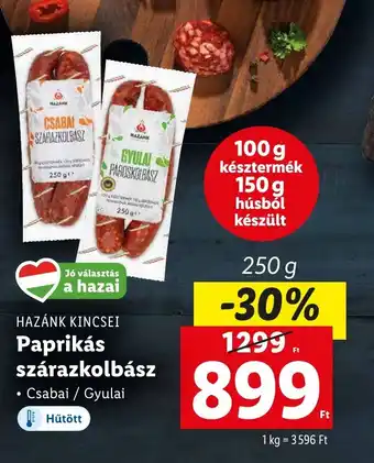 Lidl HAZÁNK KINCSEI Paprikás szárazkolbász 250 g ajánlat