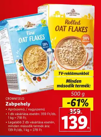 Lidl CROWNFIELD Zabpehely 500 g ajánlat