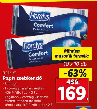 Lidl FLORALYS Papír zsebkendő 10 x 10 db ajánlat