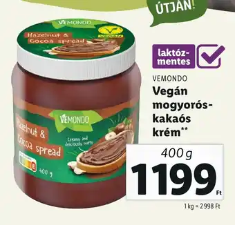 Lidl VEMONDO Vegán mogyorós- kakaós krém 400 g ajánlat