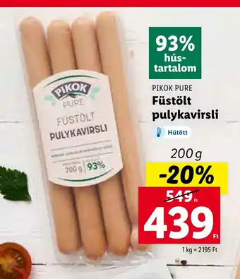 Lidl PIKOK PURE Füstölt pulykavirsli 200 g ajánlat