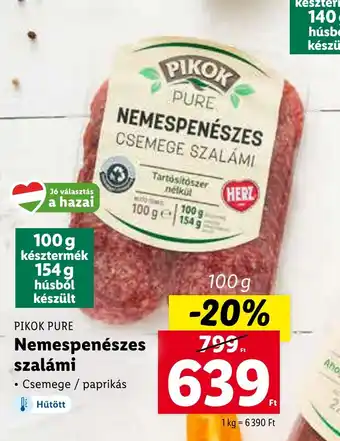 Lidl PIKOK PURE Nemespenészes szalámi 100 g ajánlat