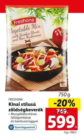 Lidl FRESHONA Kínai stílusú zöldségkeverék 750 g ajánlat