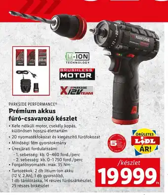 Lidl PARKSIDE PERFORMANCE Prémium akkus fúró-csavarozó készlet ajánlat