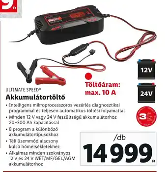 Lidl ULTIMATE SPEED Akkumulátortöltő 1 db ajánlat