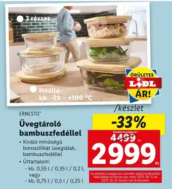 Lidl ERNESTO Üvegtároló bambuszfedéllel készlet ajánlat