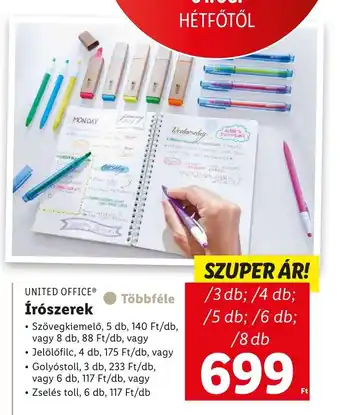 Lidl UNITED OFFICE Írószerek 3 - 8 db ajánlat