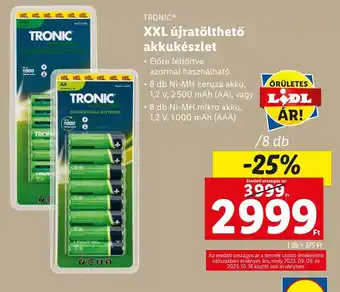 Lidl TRONIC XXL újratölthető akkukészlet 8 db ajánlat