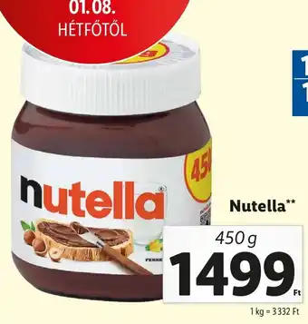 Lidl Nutella 450 g ajánlat