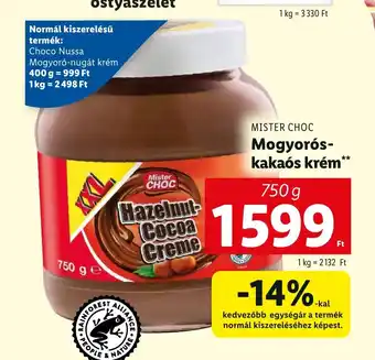 Lidl MISTER CHOC Mogyorós-kakaós krém 750 g ajánlat