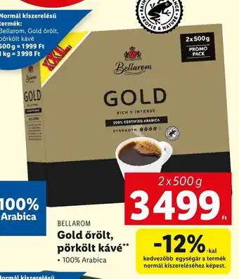 Lidl BELLAROM Gold őrölt, pörkölt kávé 2 x 500 g ajánlat