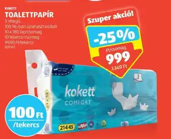 ALDI KOKETT TOALETTPAPÍR 10 x 180 lap ajánlat