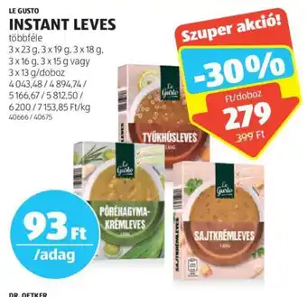 ALDI LE GUSTO INSTANT LEVES 3 x 23 - 3 x 13 g ajánlat