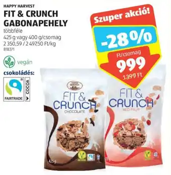 ALDI HAPPY HARVEST FIT & CRUNCH GABONAPEHELY 425 - 400 g ajánlat