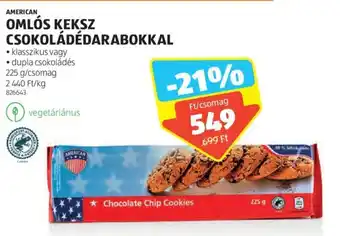 ALDI AMERICAN OMLÓS KEKSZ CSOKOLÁDÉDARABOKKAL 225 g ajánlat