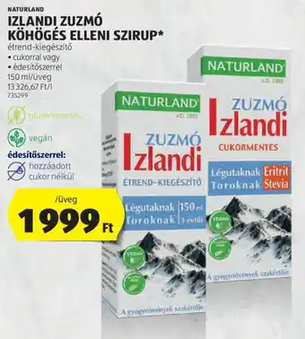 NATURLAND IZLANDI ZUZMÓ KÖHÖGÉS ELLENI SZIRUP 150 ml