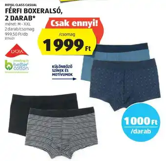 ALDI ROYAL CLASS CASUAL FÉRFI BOXERALSÓ 2 db ajánlat