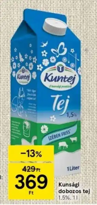 Tesco Kunsági dobozos tej 1 l ajánlat