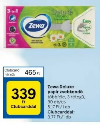 Tesco Zewa Deluxe papír zsebkendő 90 db ajánlat