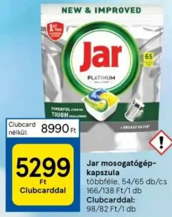 Tesco Jar mosogatógép-kapszula többféle, 54/65 db/cs ajánlat