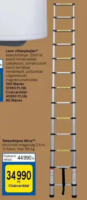Tesco Teleszkópos létra 3,8 m, 13 fokos, max 150 kg ajánlat