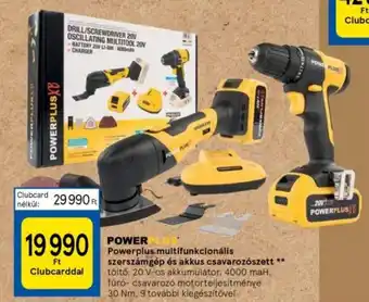 Tesco POWER Powerplus multifunkcionális szerszámgép és akkus csavarozószett töltő, 20 V-os akkumulátor, 4000 maH. ajánlat