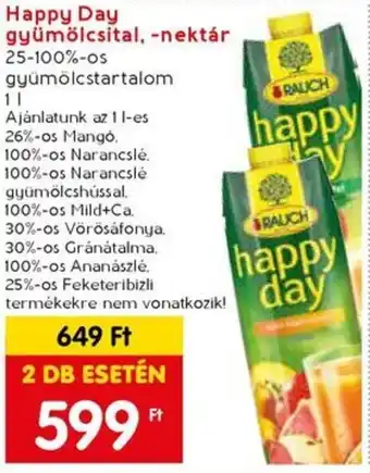 Spar Happy Day gyümölcsital, -nektár 1l ajánlat