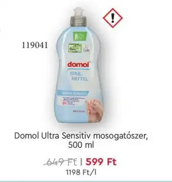 Rossmann Domol Ultra Sensitiv mosogatószer 500 ml ajánlat
