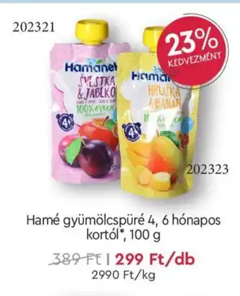 Hamé gyümölcspüré 4, 6 hónapos kortól 100 g
