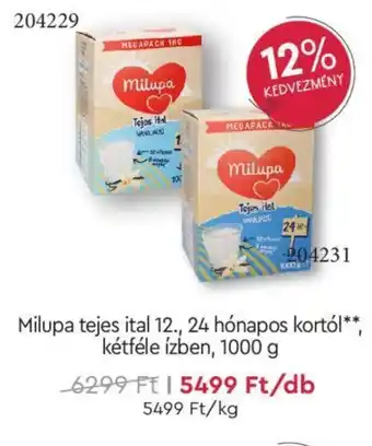 Rossmann Milupa tejes ital 12 24 hónapos kortól kétféle ízben 1000 g ajánlat