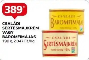 Auchan CSALÁDI SERTÉSMÁJKRÉM VAGY BAROMFIMÁJAS 190 g ajánlat
