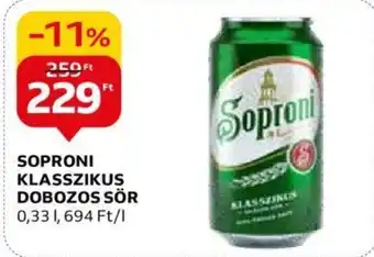 Auchan SOPRONI KLASSZIKUS DOBOZOS SÖR 0,33l ajánlat