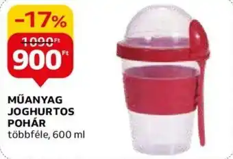 Auchan MŰANYAG JOGHURTOS POHÁR többféle, 600 ml ajánlat