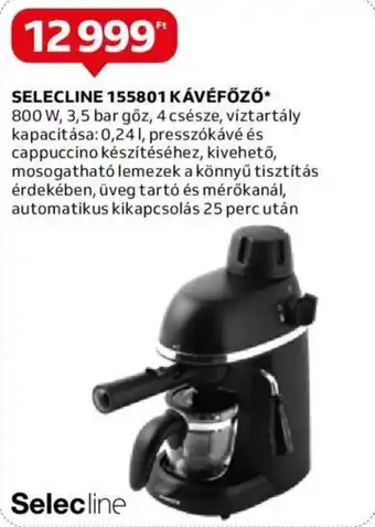 SELECLINE 155801 KÁVÉFŐZŐ 800 W, 3,5 bar