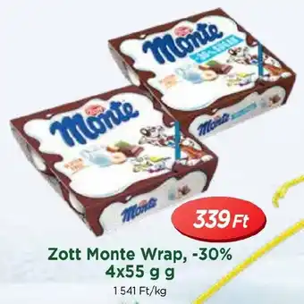 Real Zott Monte Wrap, -30% 4x55 g g ajánlat