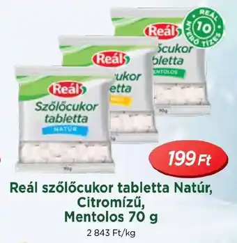 Reál szőlőcukor tabletta Natúr, Citromízű, Mentolos 70 g