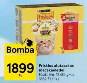 Tesco Friskies alutasakos macskaeledel többféle, 12x85 g/cs ajánlat