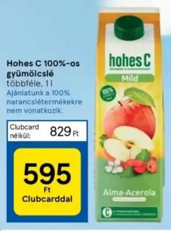 Tesco Hohes C 100%-os gyümölcslé 1l ajánlat