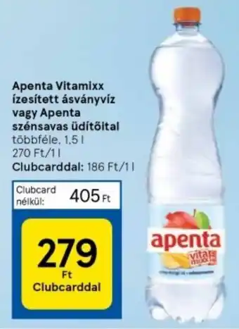 Tesco Apenta Vitamixx ízesített ásványvíz vagy Apenta szénsavas üdítőital többféle, 1,5l ajánlat