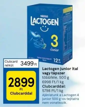 Tesco Lactogen junior ital vagy tápszer többféle, 500 g ajánlat